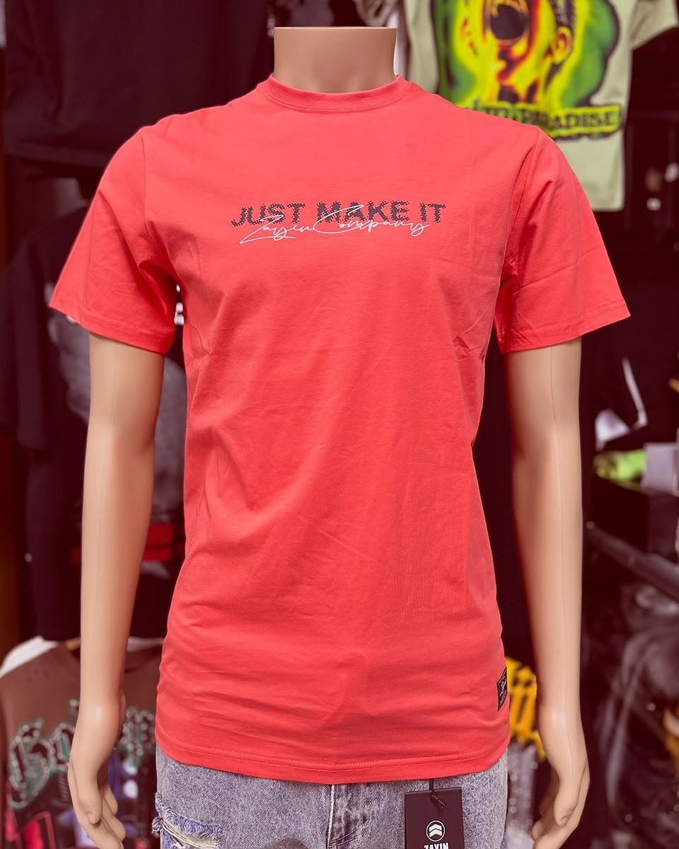 Camiseta Zayin Just Make It - Naranja Fosforescente