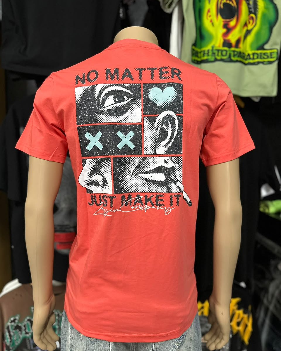 Camiseta Zayin Just Make It - Naranja Fosforescente