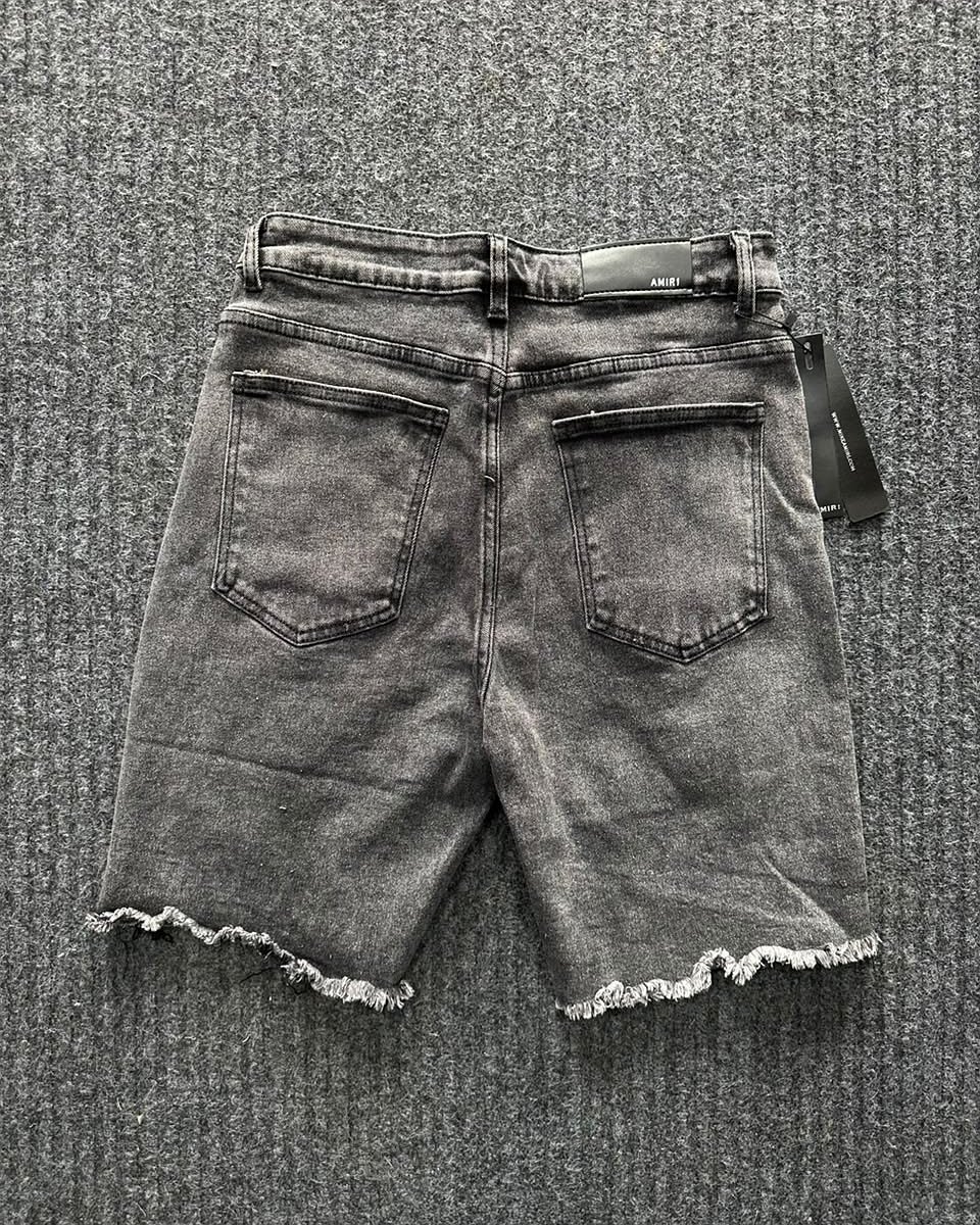 Short Denim Amiri Logo Mezclilla Negro Roto - Negro
