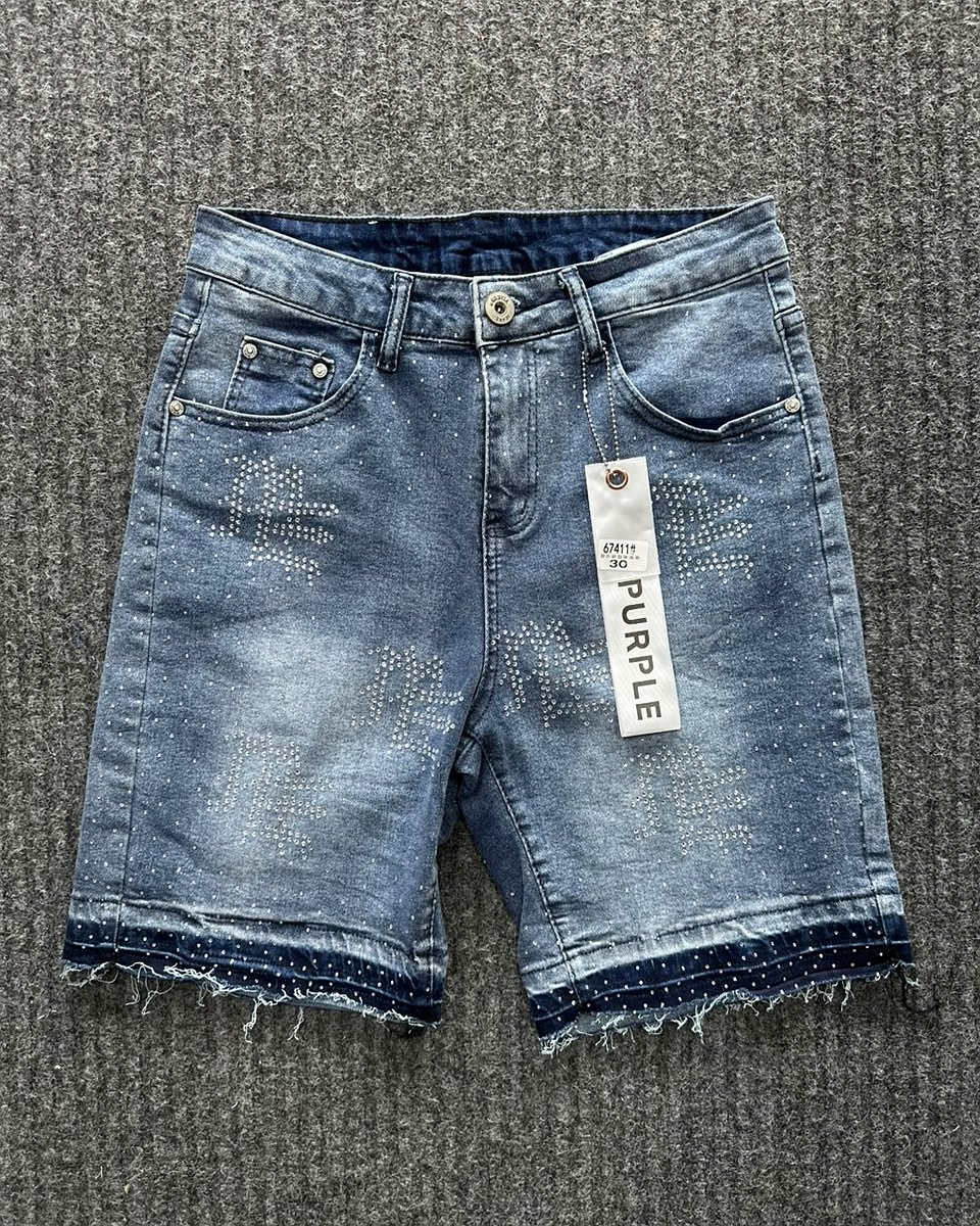 Short Denim Purple Mezclilla Diamantado - Mezclilla
