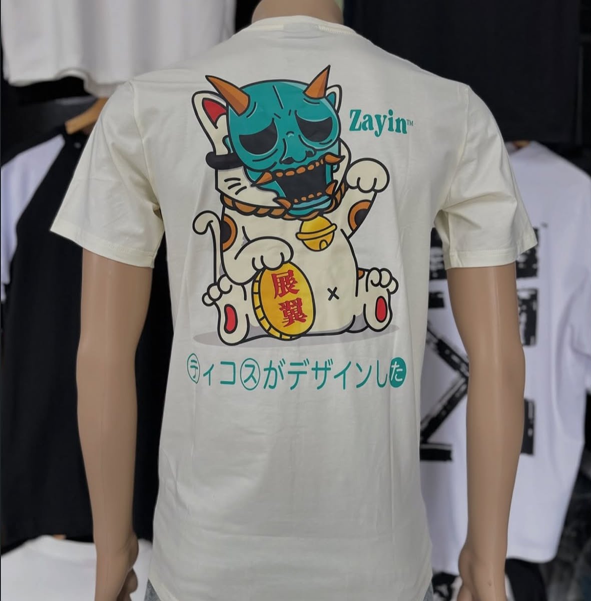 Camiseta Zayin Gato Chino - Blanco