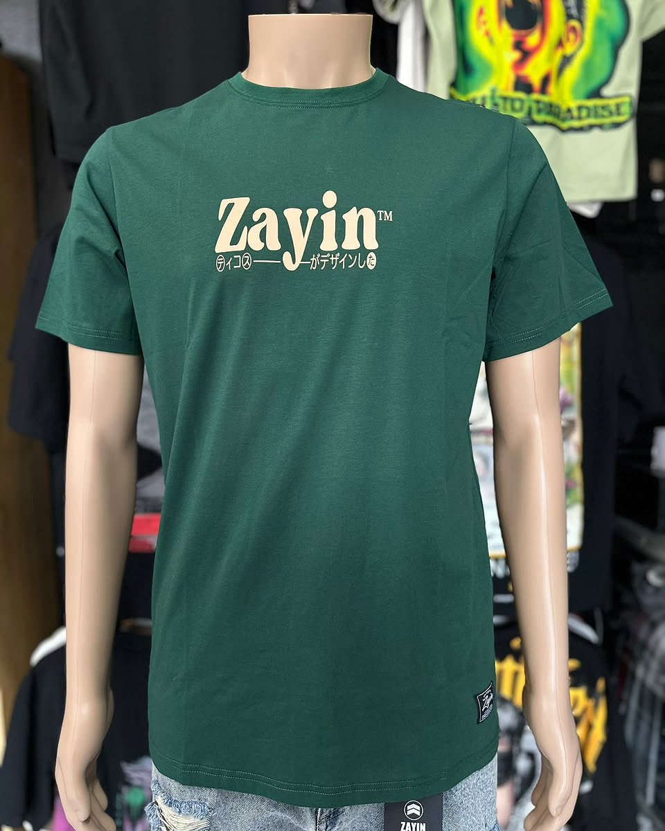 Camiseta Zayin Gato Chino - Verde Oscuro