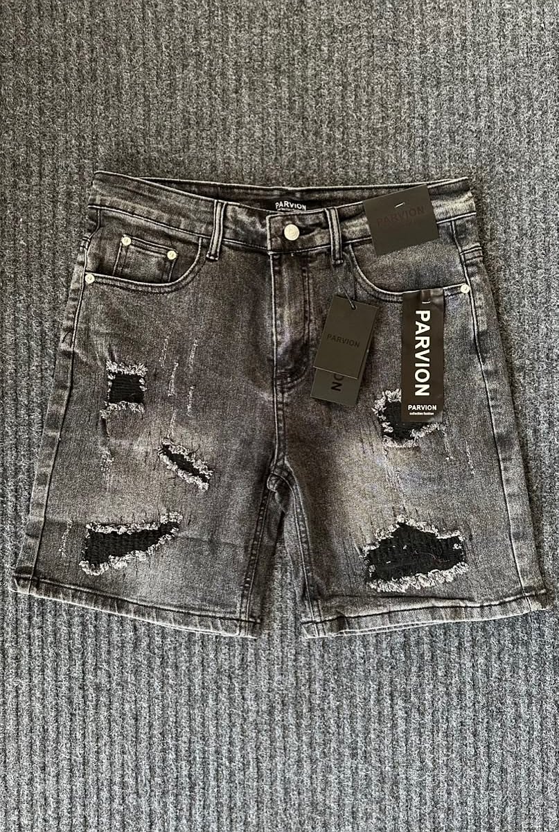 Short Denim Parvion Roto Gris Oscuro - Gris Oscuro